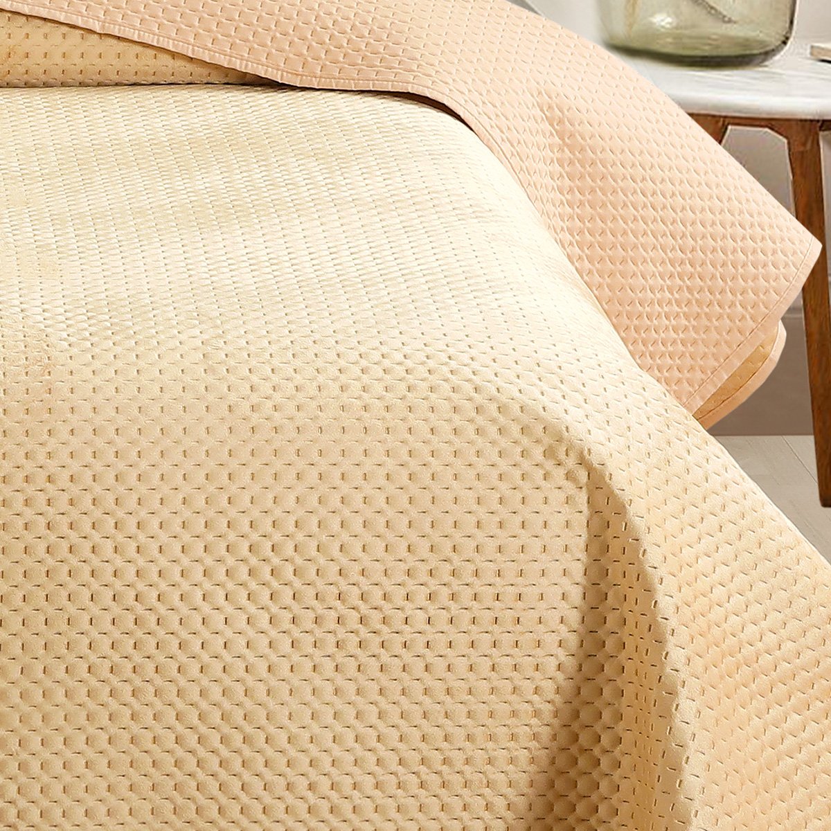 Κουβερλί King Size (260X240) 2 Όψεων Melinen Omnia Beige Λευκά Είδη Κρεβατοκάμαρας Spitishop