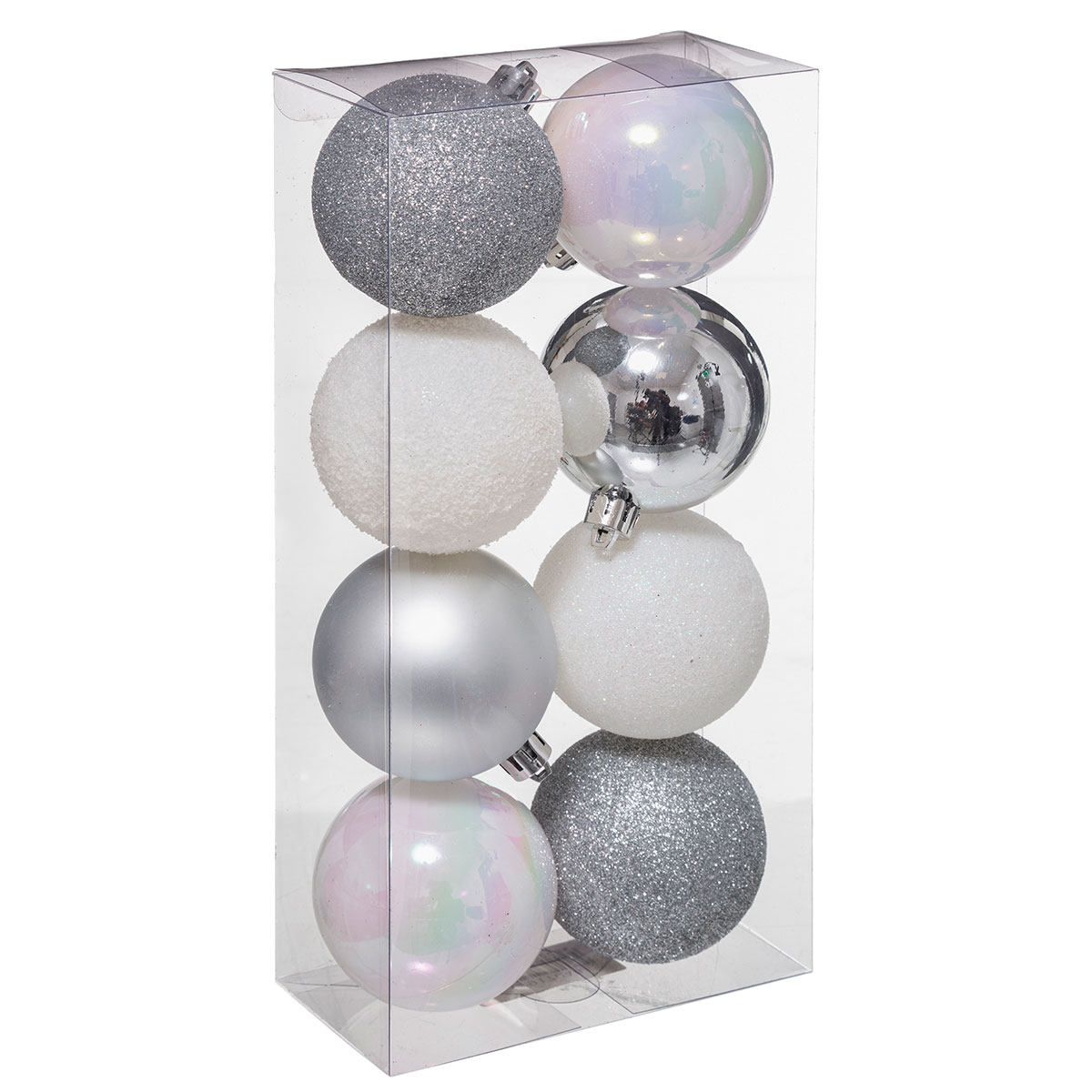 Χριστουγεννιάτικες Μπάλες (Σετ 8τμχ) A-S Xmas Balls Silver/White 129170AB