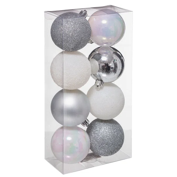 Χριστουγεννιάτικες Μπάλες (Σετ 8τμχ) A-S Xmas Balls Silver/White 129170AB
