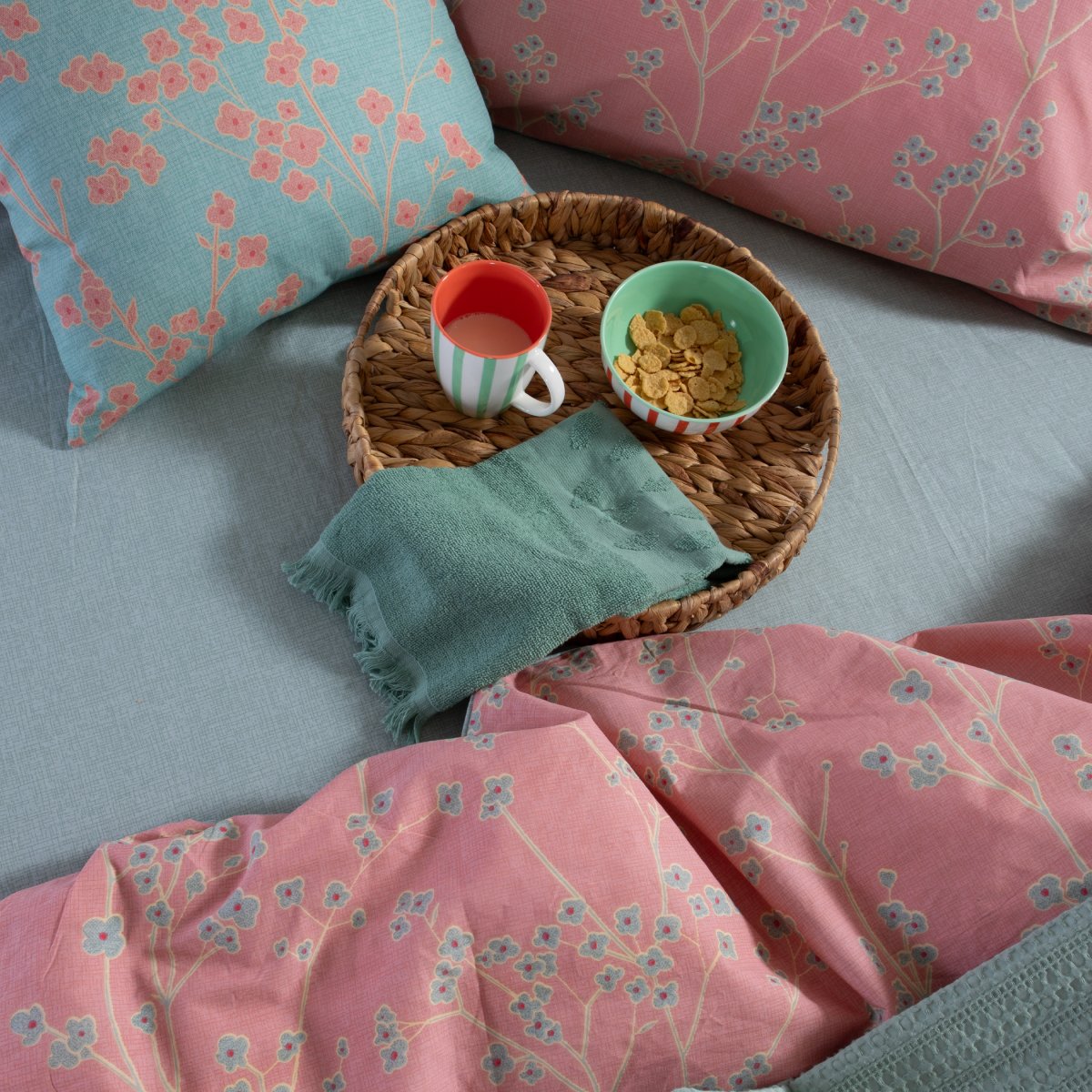 Σεντόνια Μονά (Σετ) Nef-Nef Homeware Smart Floriva Coral Λευκά Είδη Κρεβατοκάμαρας με Λάστιχο Spitishop