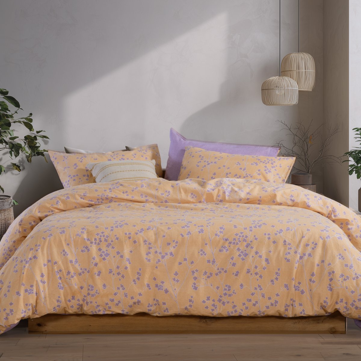 Σεντόνια Υπέρδιπλα (Σετ) Nef-Nef Homeware Smart Floriva Yellow