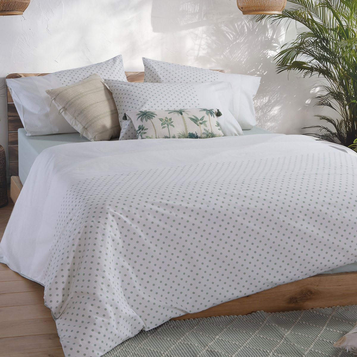 Σεντόνια Διπλά (Σετ) Nef-Nef Homeware Smart Donter 26 Ecru - Green