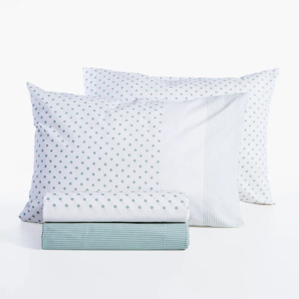 Σεντόνια Διπλά (Σετ) Nef-Nef Homeware Smart Donter 26 Ecru - Green