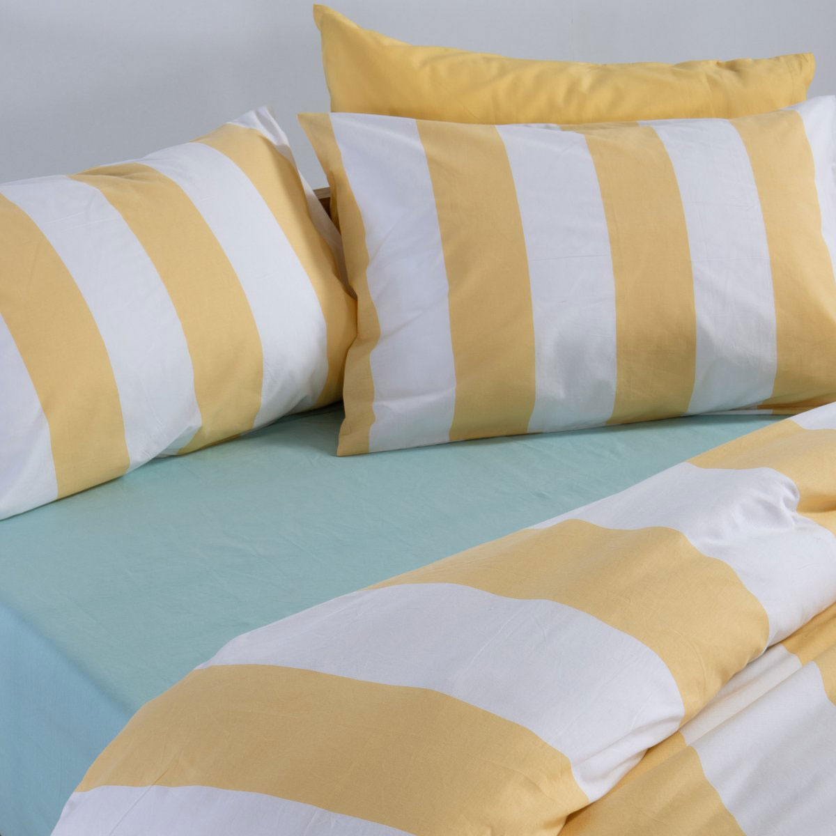 Σεντόνια Μονά (Σετ) Nef-Nef Homeware Casual Vertia Yellow Λευκά Είδη Κρεβατοκάμαρας με Λάστιχο Spitishop