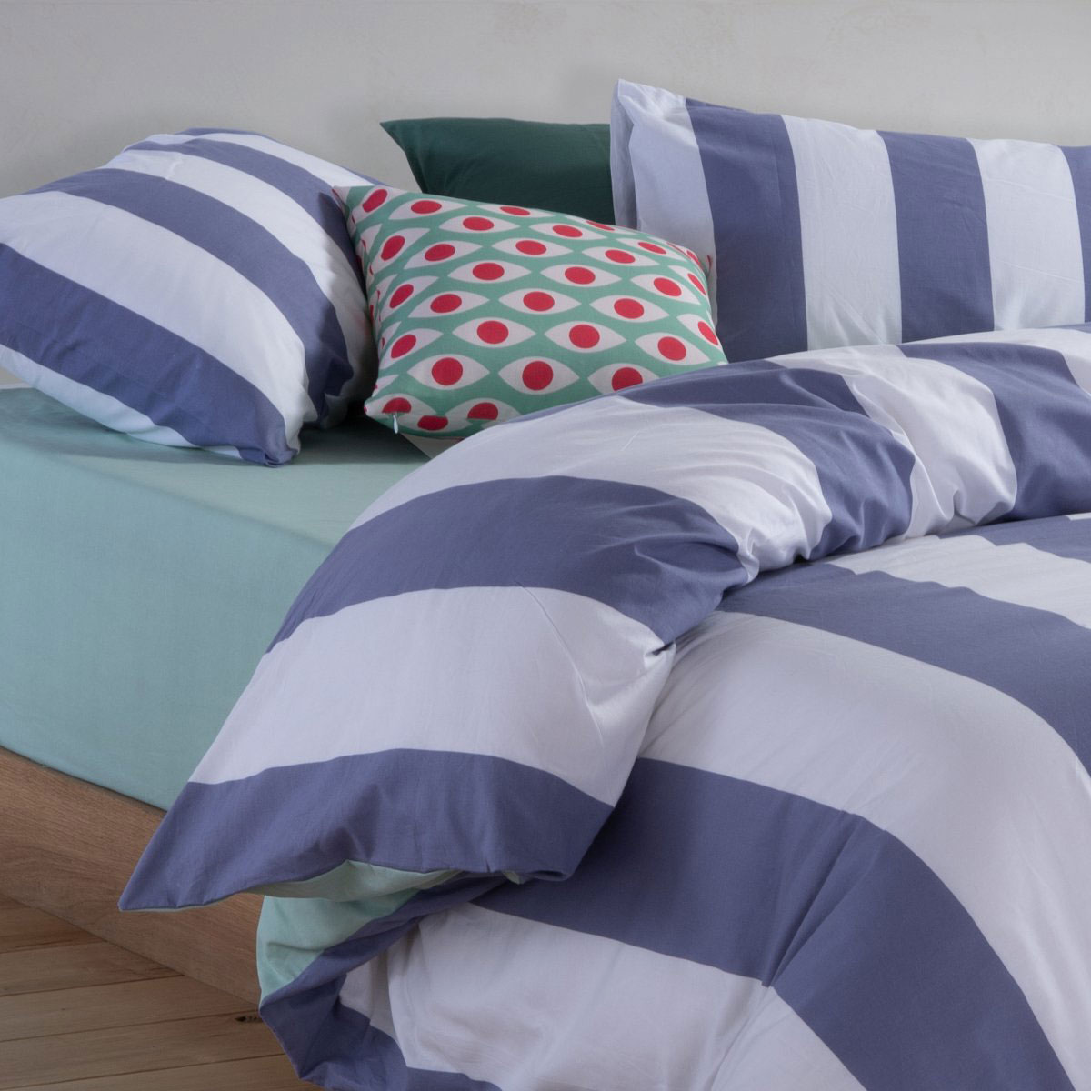 Σεντόνια Μονά (Σετ) Nef-Nef Homeware Casual Vertia Denim Λευκά Είδη Κρεβατοκάμαρας με Λάστιχο Spitishop