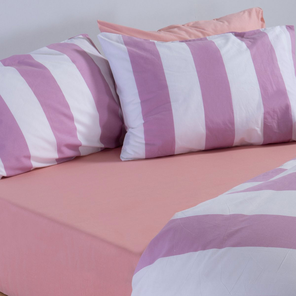 Σεντόνια Μονά (Σετ) Nef-Nef Homeware Casual Vertia Mauve Λευκά Είδη Κρεβατοκάμαρας με Λάστιχο Spitishop