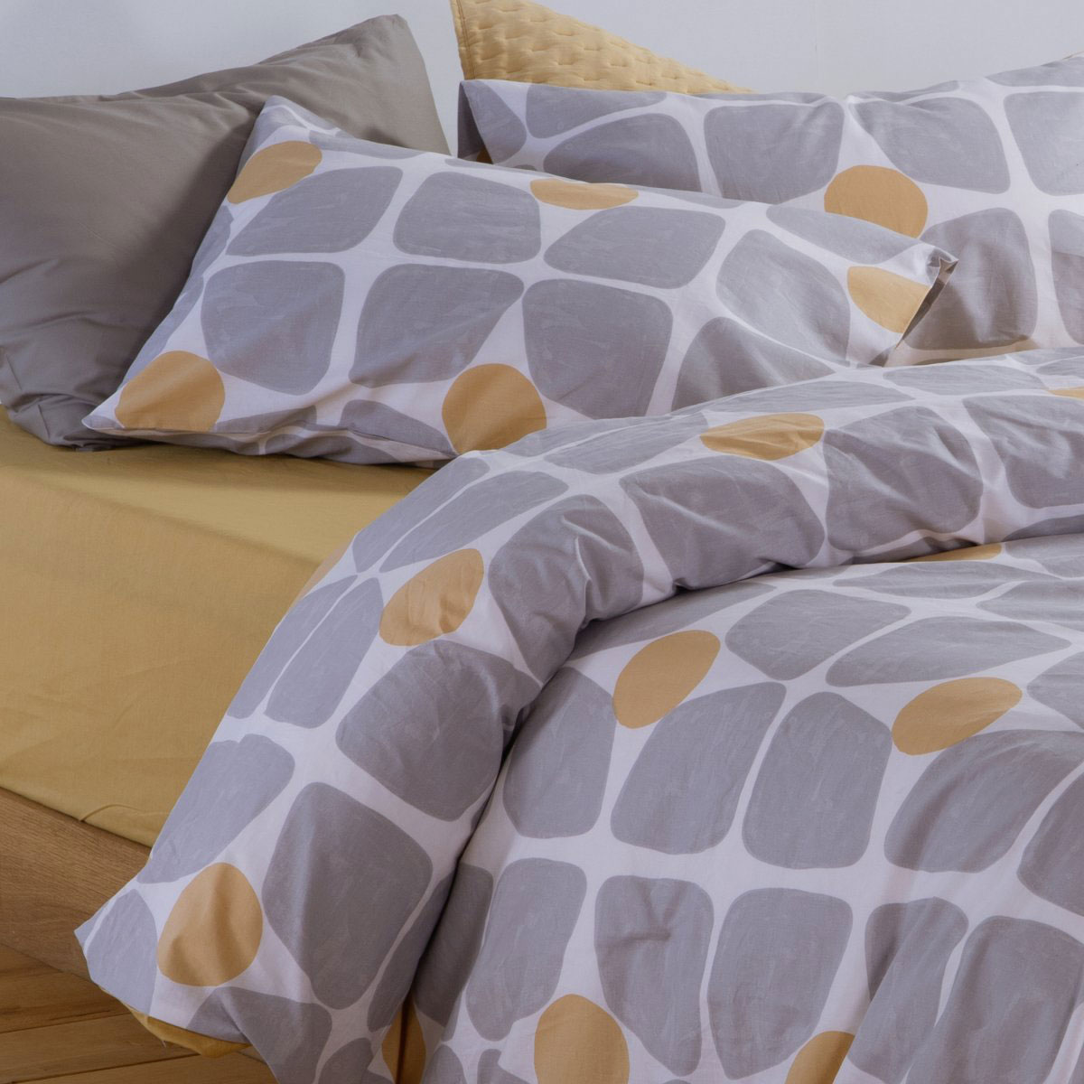 Σεντόνια Μονά (Σετ) Nef-Nef Homeware Casual Coreo Yellow Λευκά Είδη Κρεβατοκάμαρας με Λάστιχο Spitishop