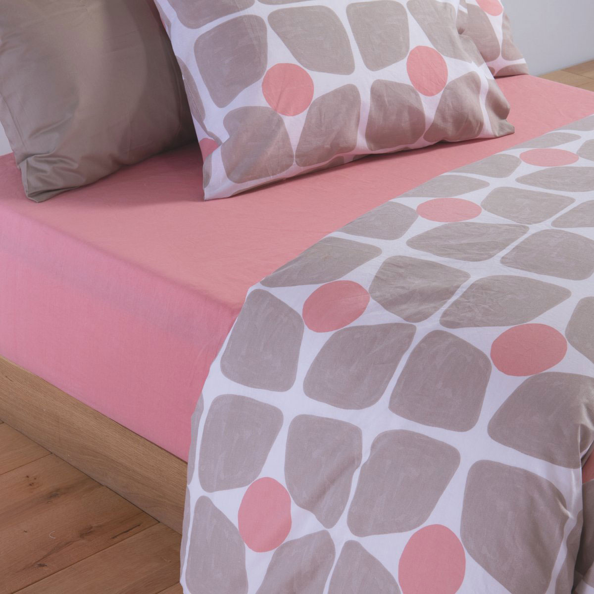 Σεντόνια Διπλά (Σετ) Nef-Nef Homeware Casual Coreo Beige Λευκά Είδη Κρεβατοκάμαρας Σετ Spitishop