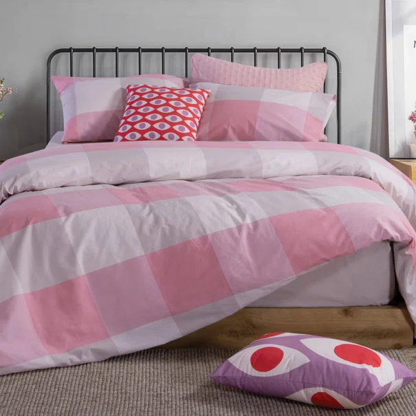 Σεντόνια Υπέρδιπλα (Σετ) Nef-Nef Homeware Casual Check Rose