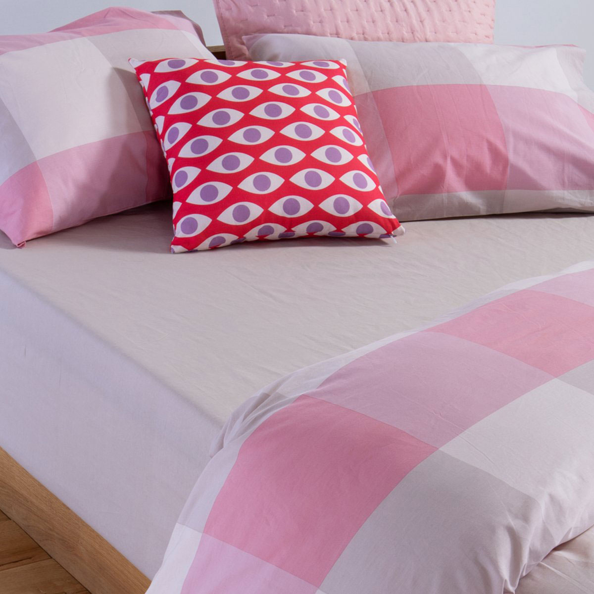 Σεντόνια Υπέρδιπλα (Σετ) Nef-Nef Homeware Casual Check Rose Λευκά Είδη Κρεβατοκάμαρας Σετ Nef - Spitishop