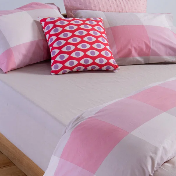 Σεντόνια Υπέρδιπλα (Σετ) Nef-Nef Homeware Casual Check Rose