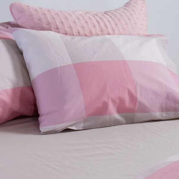 Μαξιλαροθήκη (52x72) Nef-Nef Homeware Casual Check Rose