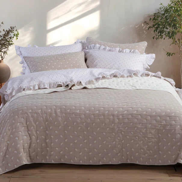 Κουβερλί Υπέρδιπλο (230x240) 2 Όψεων Nef-Nef Homeware Surreal Beige