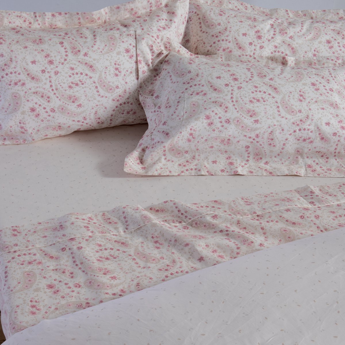 Σεντόνια Υπέρδιπλα (Σετ) Nef-Nef Homeware Premium Mirelle Ecru - Pink Λευκά Είδη Κρεβατοκάμαρας Σετ Nef Spitishop