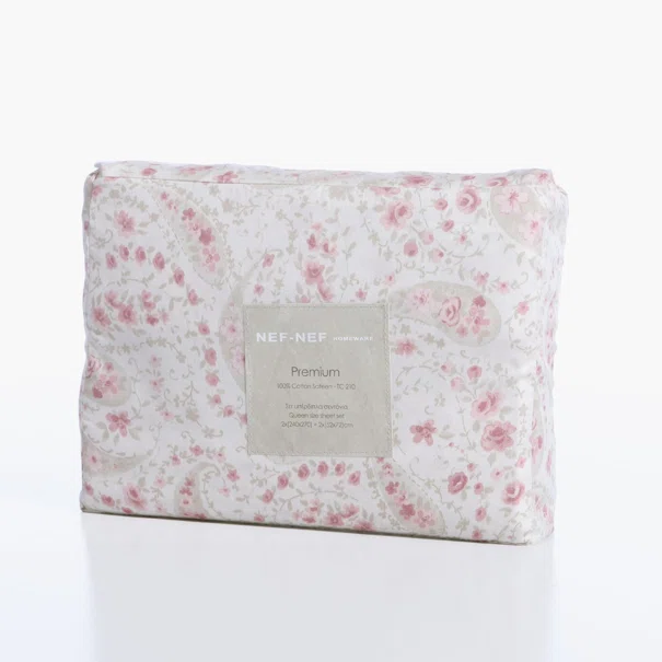 Σεντόνια Υπέρδιπλα (Σετ) Nef-Nef Homeware Premium Mirelle Ecru - Pink