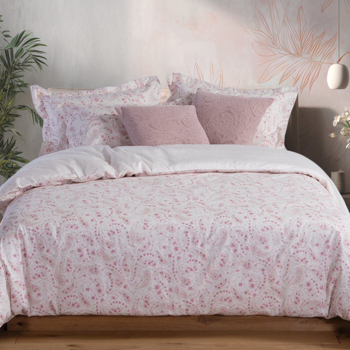 Σεντόνια King Size (Σετ) Nef-Nef Homeware Premium Mirelle Ecru - Pink