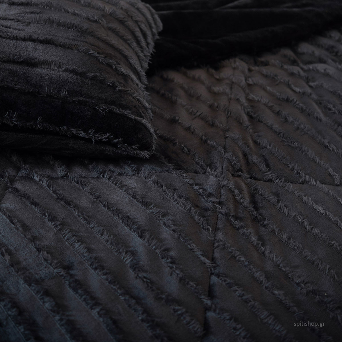 Κουβέρτα Καναπέ Fleece (130X180) Palamaiki Gwen Black Λευκά Είδη Σαλονιού Κουβέρτες Spitishop