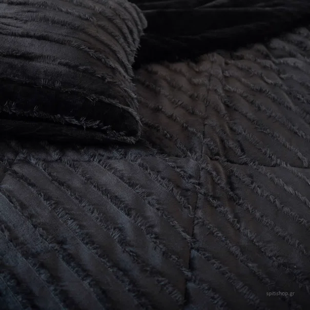 Κουβέρτα Καναπέ Fleece (130x180) Palamaiki Gwen Black