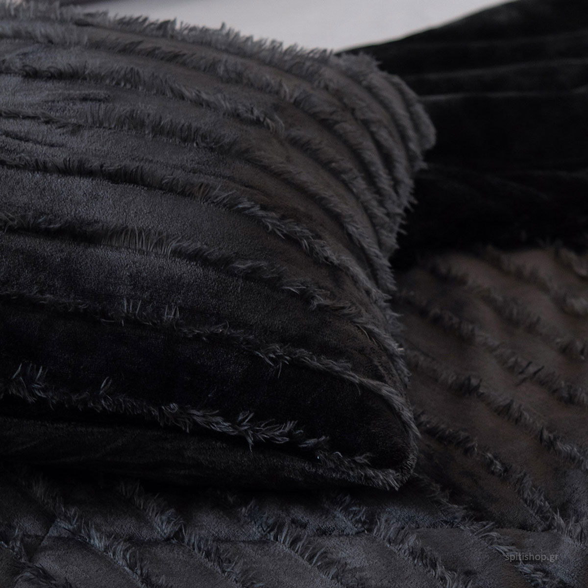Διακοσμητική Μαξιλαροθήκη Fleece (50x50) Palamaiki Gwen Black