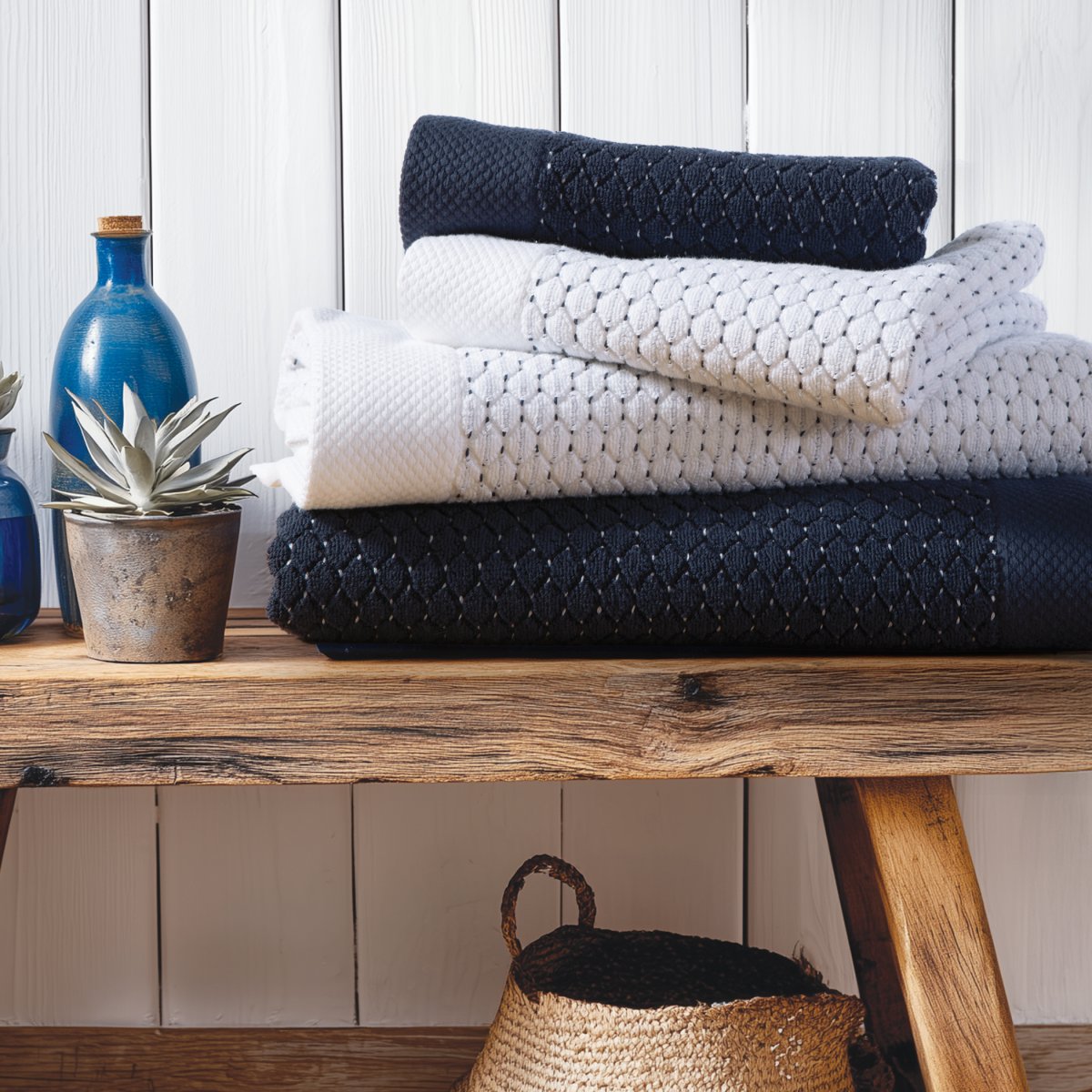 Πετσέτες Μπάνιου (Σετ 2Τμχ) Nef-Nef Homeware Sailing Blue 600Gsm Λευκά Είδη Σετ Spitishop