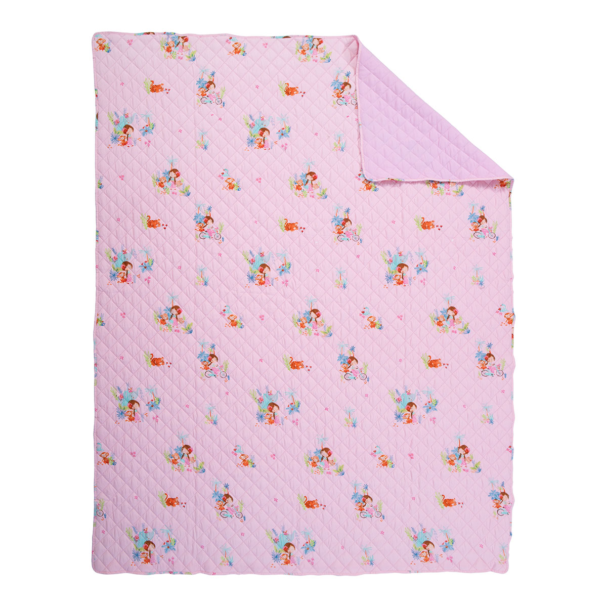 Κουβερλί Ημίδιπλο (180X240) 2 Όψεων Nef-Nef Homeware Welcome To India Παιδικά Λευκά Είδη 'Υπνου για Κορίτσια Spitishop