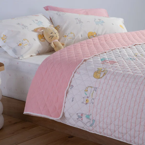 Κουβερλί Ημίδιπλο (180x240) 2 Όψεων Nef-Nef Homeware Cat Life