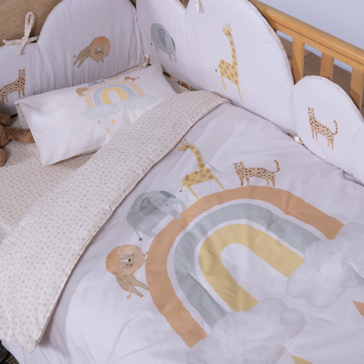 Κουβερλί Κούνιας (110X140) 2 Όψεων Nef-Nef Homeware Baby Jungle In Motion Βρεφικά Προίκα Μωρού Spitishop