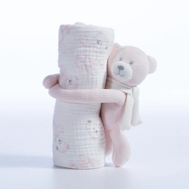 Κουβέρτα Πικέ Αγκαλιάς (75x100) + Λούτρινο Nef-Nef Homeware Teddy Pink