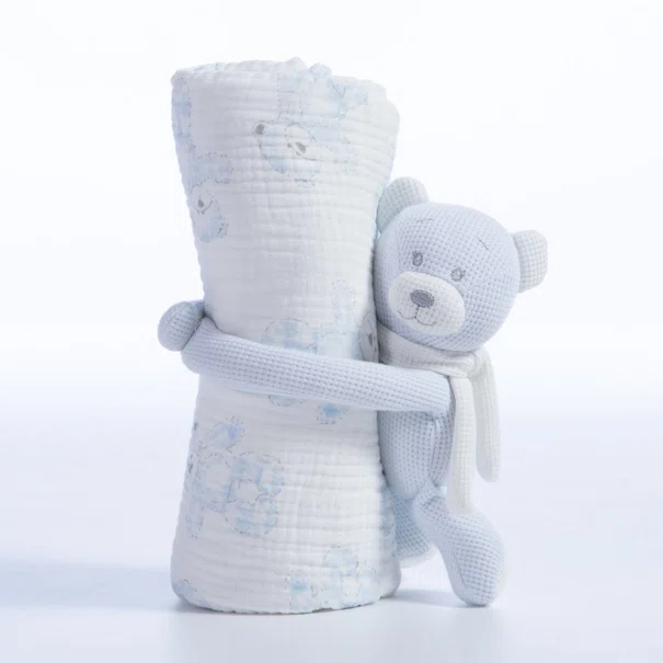Κουβέρτα Πικέ Αγκαλιάς (75x100) + Λούτρινο Nef-Nef Homeware Teddy L.Blue