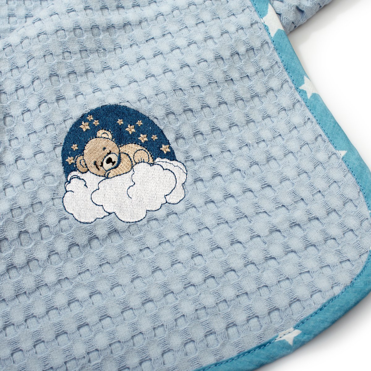 Κουβέρτα Πικέ Κούνιας (100X160) Dimcol Cloudy Bear 175 Sky Blue Βρεφικά Προίκα Μωρού Κουβέρτες Βρεφικές Καλοκαιρινές Spitishop
