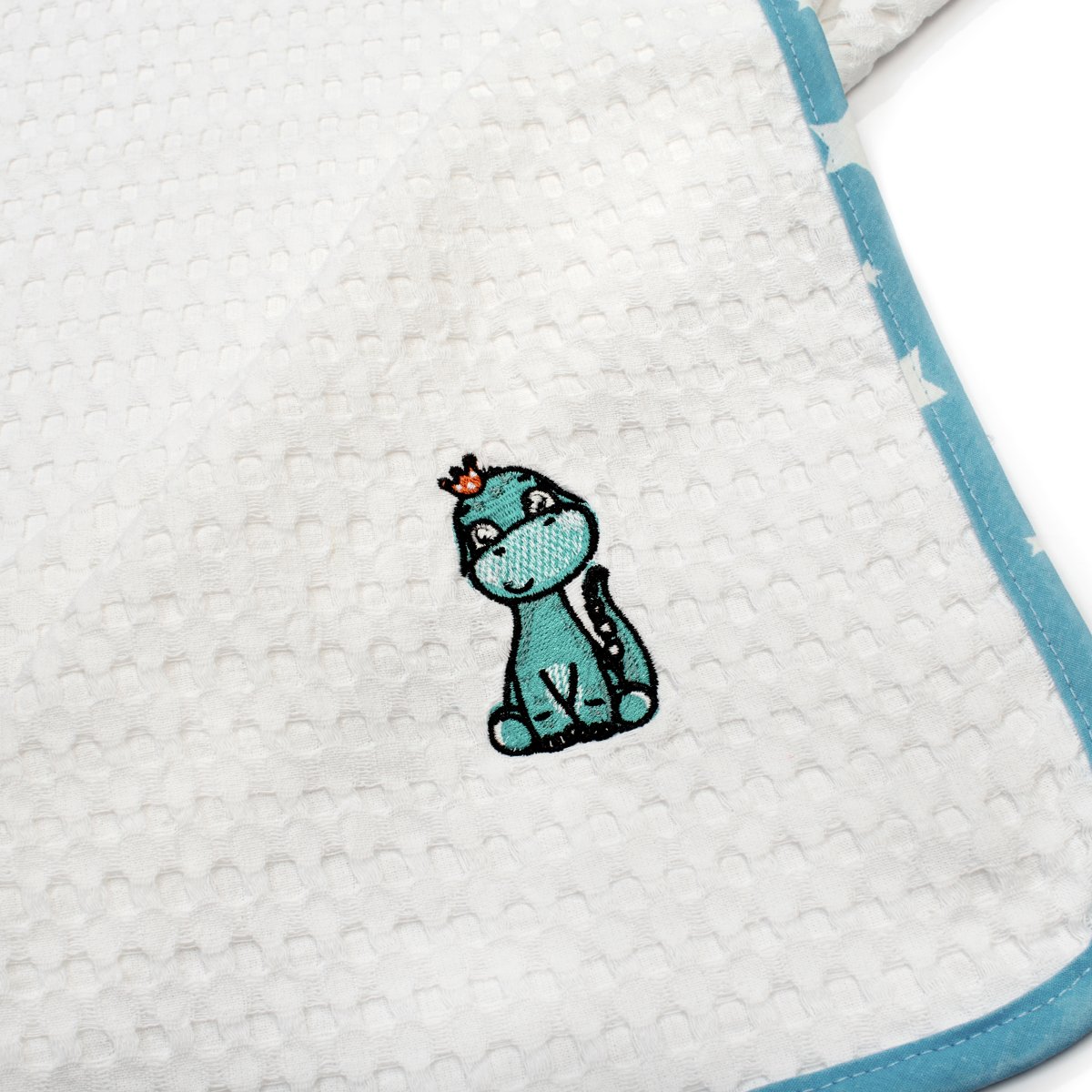 Κουβέρτα Πικέ Κούνιας (100X160) Dimcol Dinosaur 180 White-Sky Blue Βρεφικά Προίκα Μωρού Κουβέρτες Βρεφικές Καλοκαιρινές Spitishop