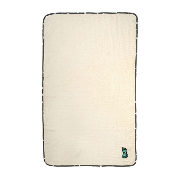 Κουβέρτα Πικέ Κούνιας (100x160) Dimcol Dinosaur 181 Ecru-Grey