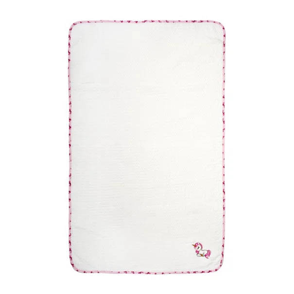 Κουβέρτα Πικέ Κούνιας (100x160) Dimcol Unicorn 188 White-Pink