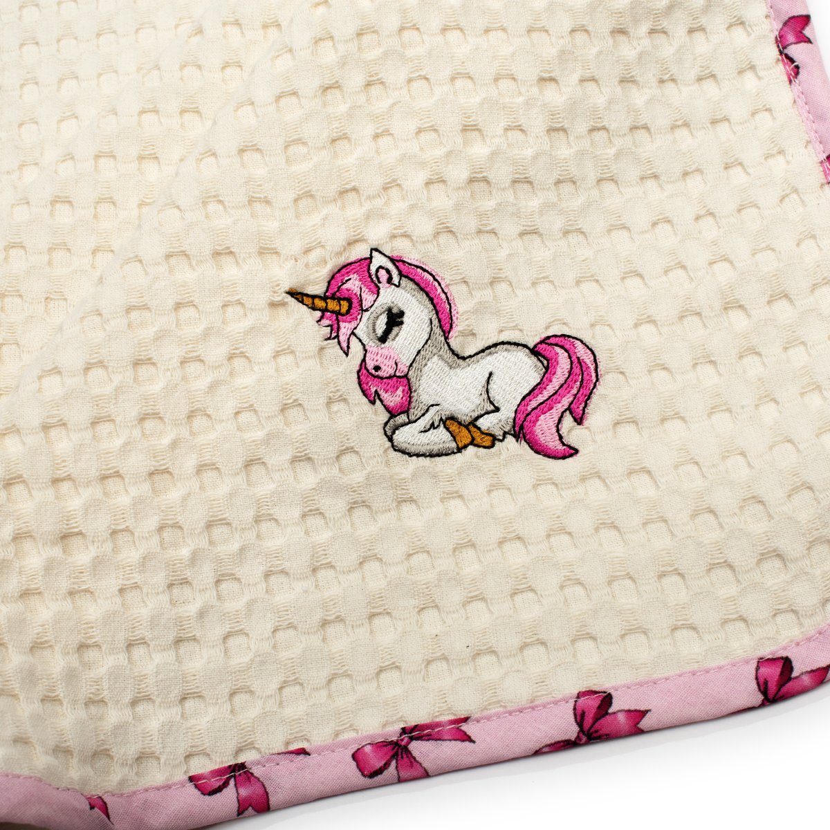 Κουβέρτα Πικέ Κούνιας (100X160) Dimcol Unicorn 189 Ecru-Pink Βρεφικά Προίκα Μωρού Κουβέρτες Βρεφικές Καλοκαιρινές Spitishop