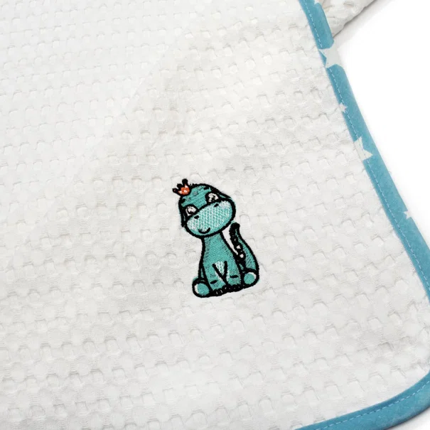 Κουβέρτα Πικέ Αγκαλιάς (80x110) Dimcol Dinosaur 180 White-Sky Blue