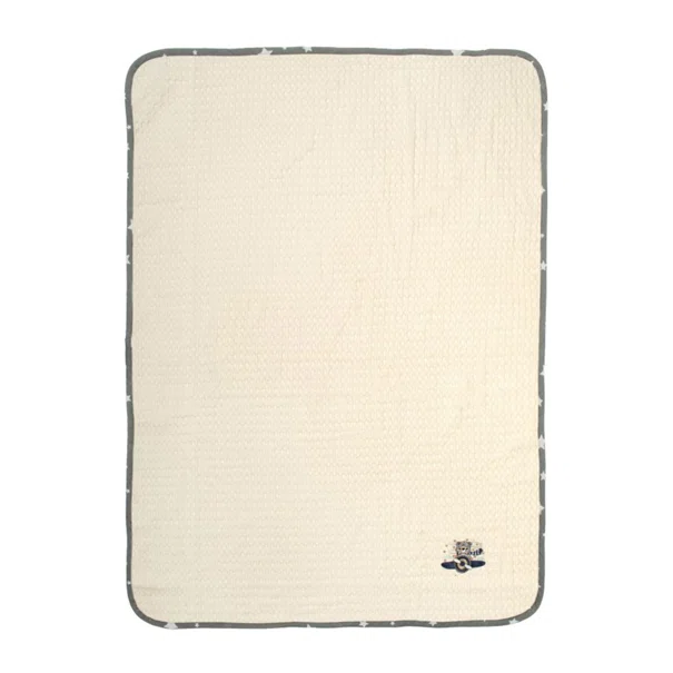 Κουβέρτα Πικέ Αγκαλιάς (80x110) Dimcol Aviator 185 Ecru-Grey