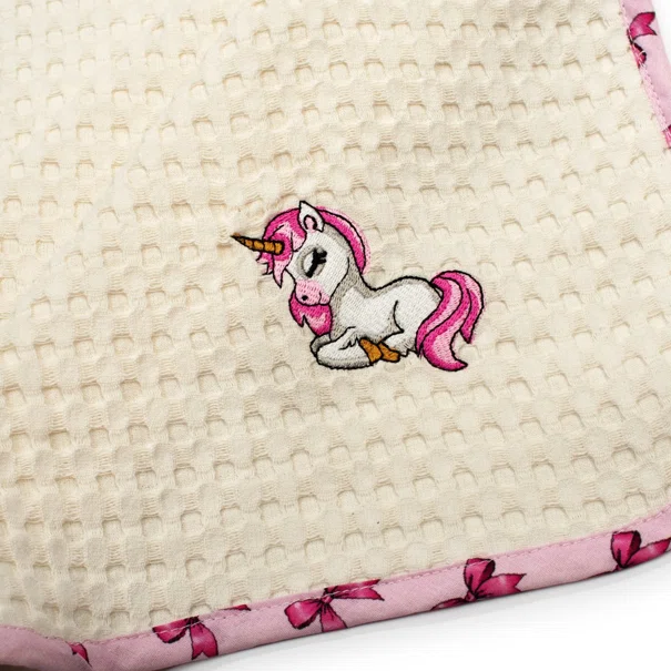 Κουβέρτα Πικέ Αγκαλιάς (80x110) Dimcol Unicorn 189 Ecru-Pink