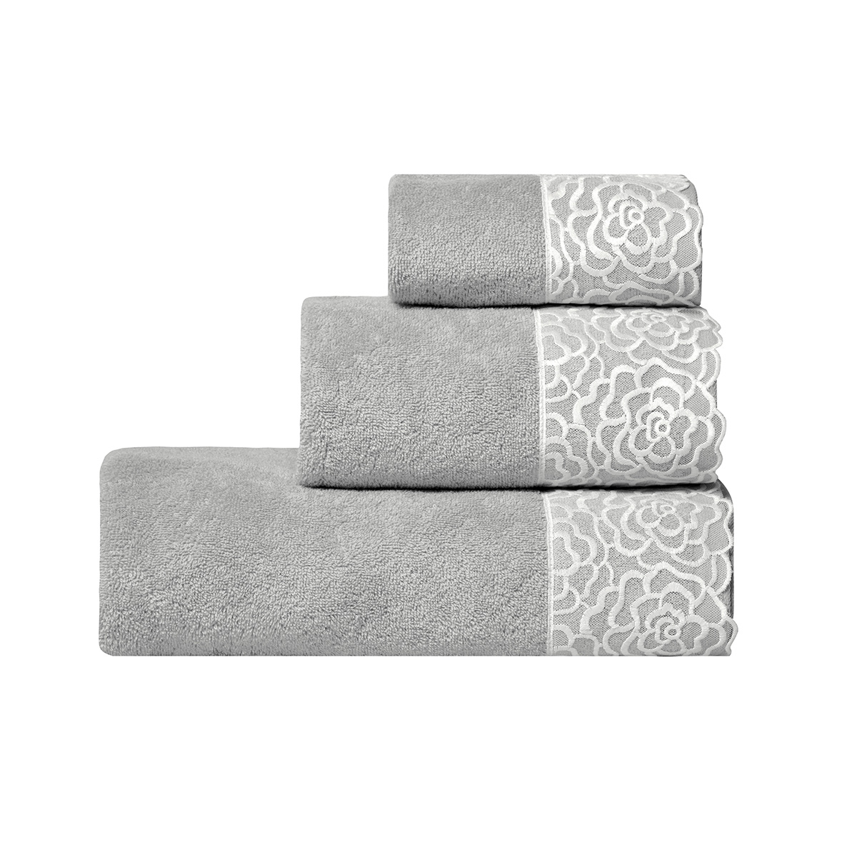 Πετσέτες Μπάνιου (Σετ 3Τμχ) Kentia Stylish Starlight 22 Grey 450Gsm Λευκά Είδη Σετ Spitishop