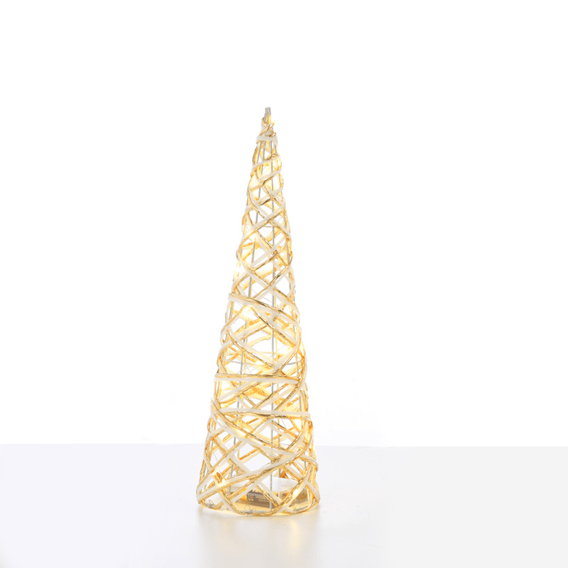 Χριστουγεννιάτικο Δεντράκι Με LED Aca Cone Tree White & Gold X11201117