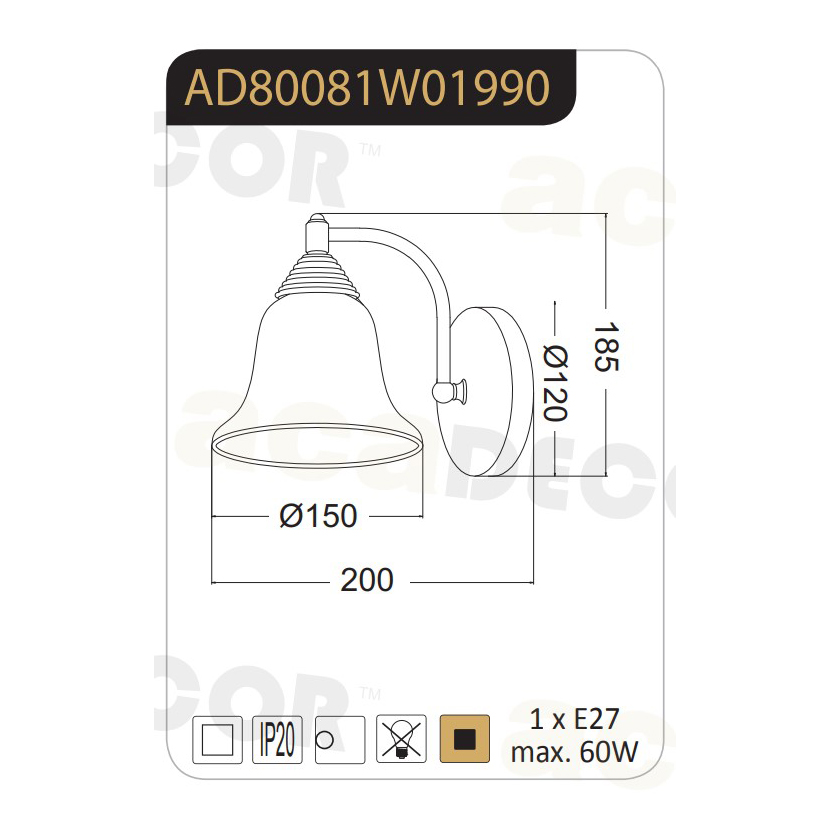 Απλίκα Τοίχου Aca Moby Ad80081W Black Copper Φωτιστικά Απλίκες Spitishop