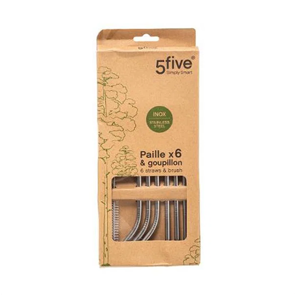 Καλαμάκια Μεταλλικά + Βουρτσάκι (Σετ 7τμχ) F-V Straws 160629
