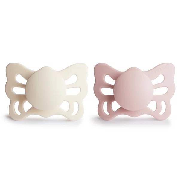 Πιπίλες Σιλικόνης Ανατομικές 0Μ+ (Σετ 2τμχ) Frigg Butterfly Cream/Blush