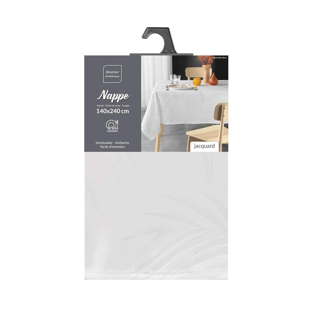 Αλέκιαστο Τραπεζομάντηλο (140X240) L-C Plumette White 1723041 Λευκά Είδη Κουζίνας & Τραπεζαρίας Τραπεζομάντηλα Αλέκιαστα Πλαστικά Spitishop