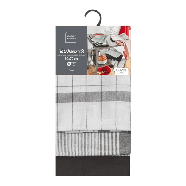 Ποτηρόπανα (Σετ 3τμχ) L-C Vibrato Charcoal Grey 1731297