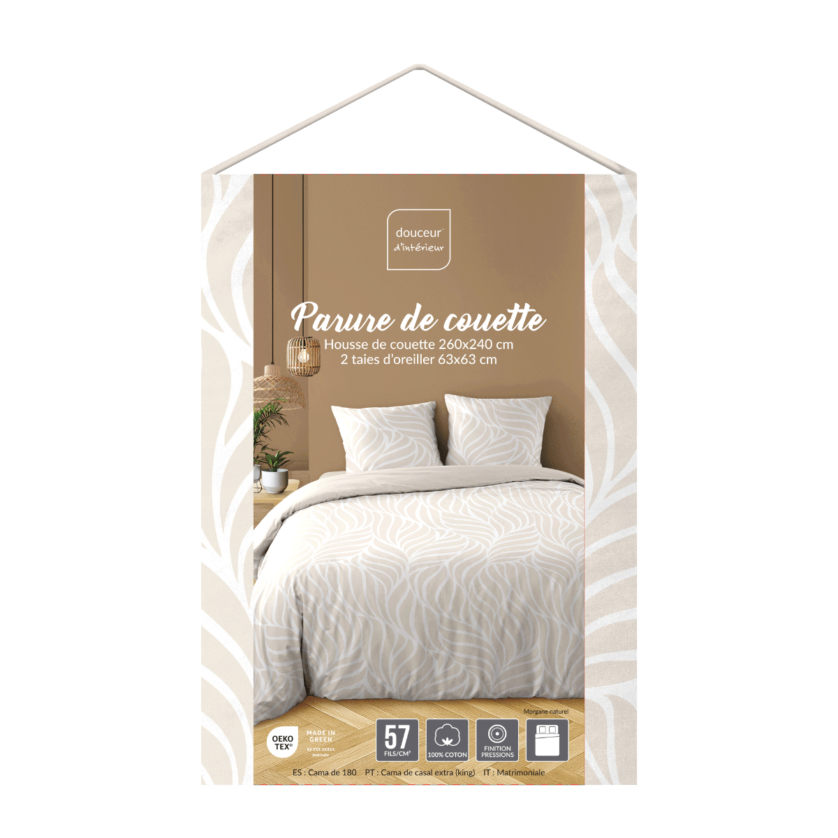 Παπλωματοθήκη King Size (260X240) 2 Όψεων + Διακοσμητικές Μαξιλαροθήκες L-C Morgane Naturel 1645213 Λευκά Είδη Κρεβατοκάμαρας Παπλωματοθήκες 