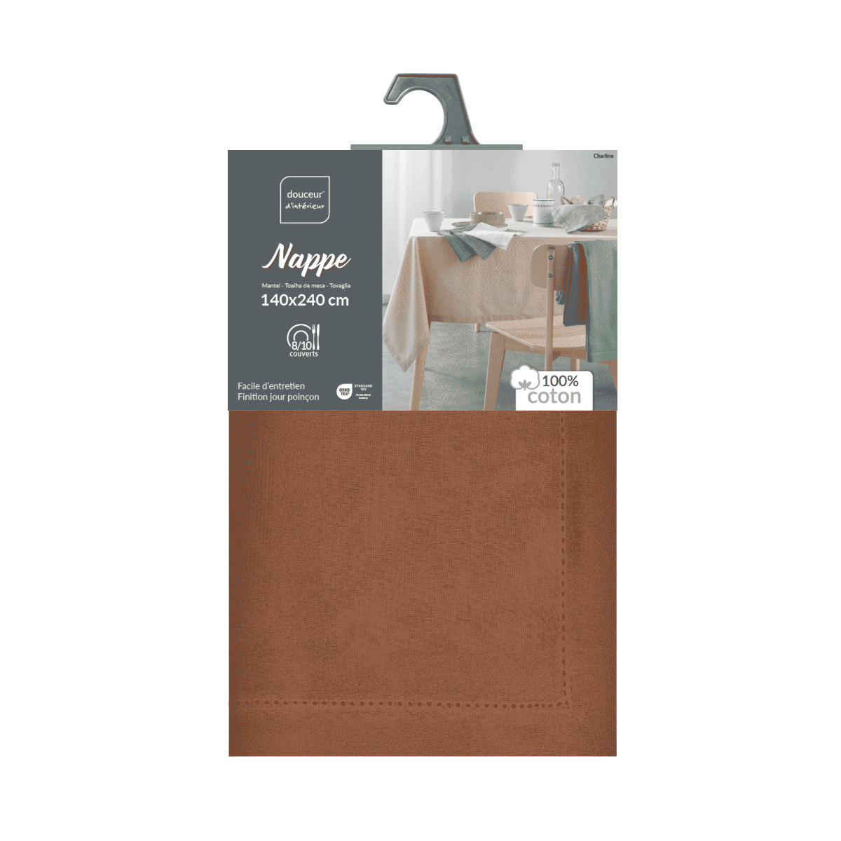 Τραπεζομάντηλο (140X240) L-C Charline Mocha 1731398 Λευκά Είδη Κουζίνας & Τραπεζαρίας Τραπεζομάντηλα Διακόσμησης Spitishop