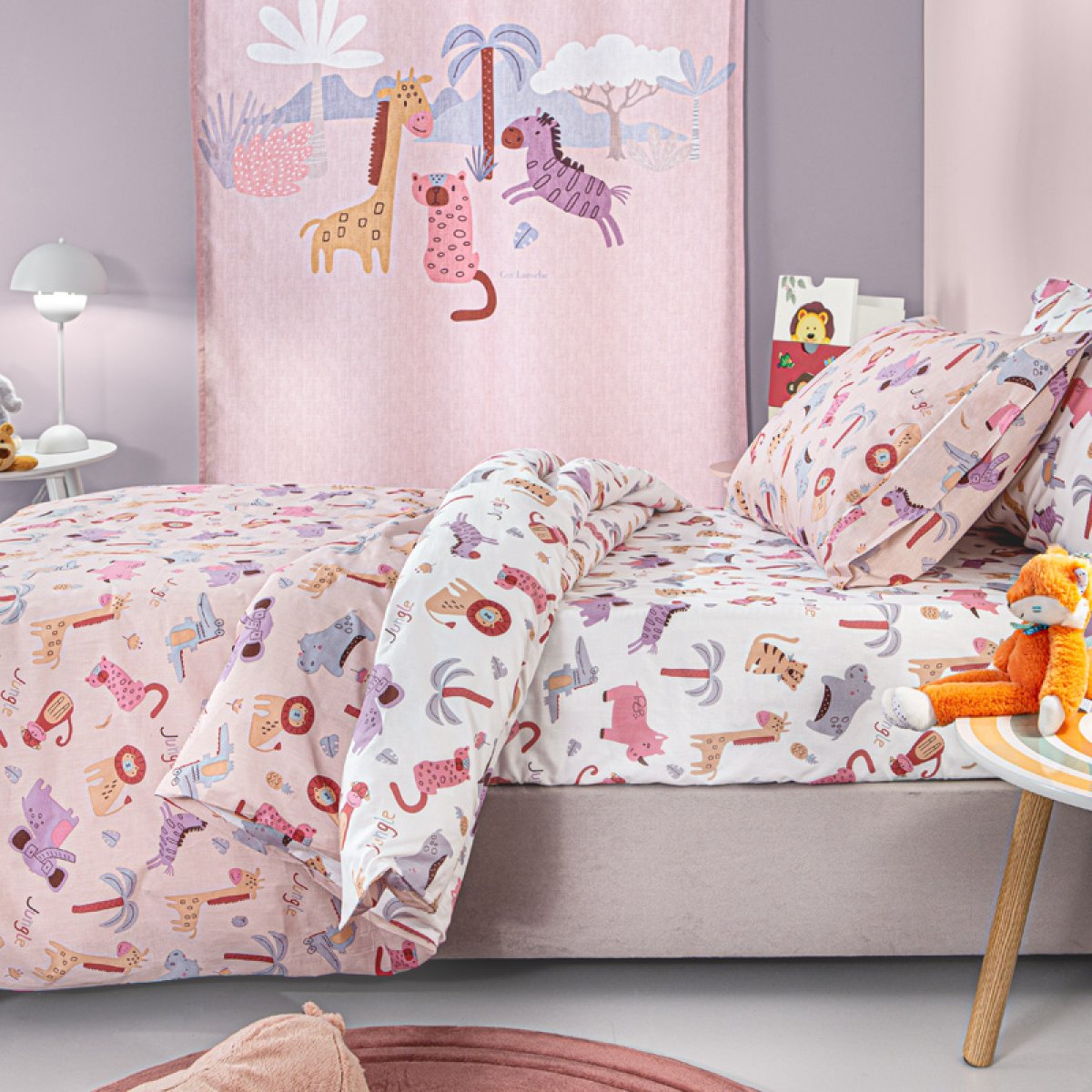 Σεντόνια Μονά (Σετ) Guy Laroche Jungle Pink Παιδικά Λευκά Είδη 'Υπνου για Κορίτσια Spitishop