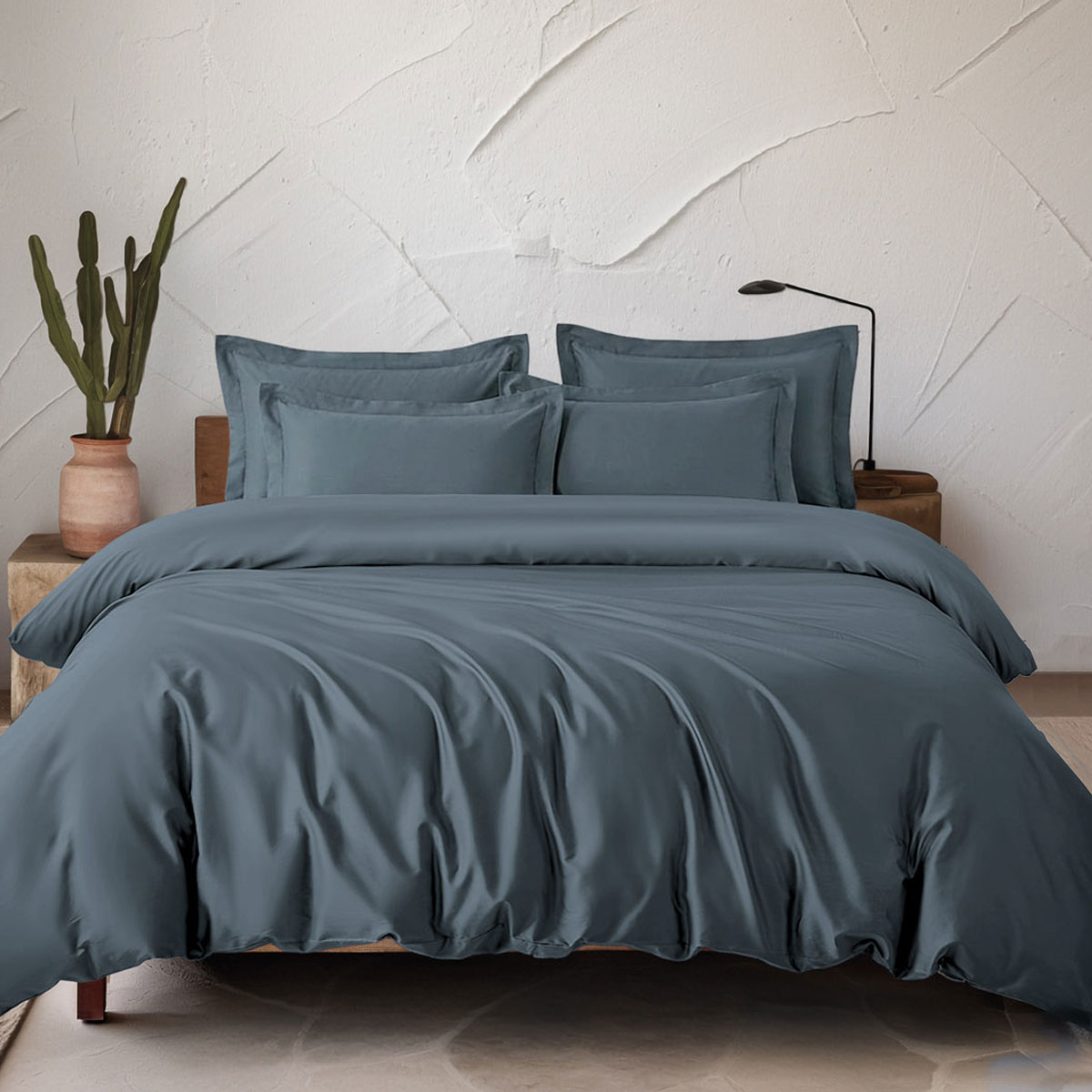 Κουβερλί Υπέρδιπλο (Σετ 235x250) Rythmos Tencel Glacier Grey-Blue