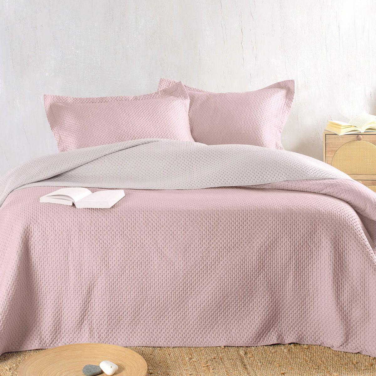 Κουβερλί King Size (Σετ 240x250) 2 Όψεων Rythmos Allure Powder-Beige