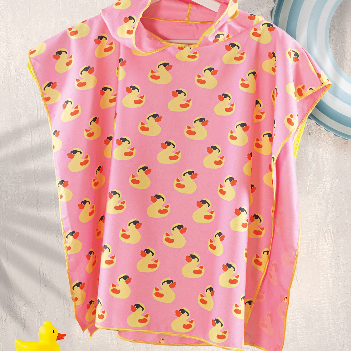 Παιδικό Πόντσο Microfiber (60x60) Rythmos Duck Pink